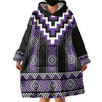 Purple Taniko Pattern Aotearoa Wearable Blanket Hoodie Niho Taniwha Mix Poutama LT14 - Polynesian Pride
