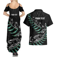 Custom New Zealand Silver Fern Rugby Couples Matching Summer Maxi Dress and Hawaiian Shirt Aotearoa Kiwi Maori Pattern