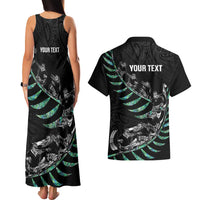 Custom New Zealand Silver Fern Rugby Couples Matching Tank Maxi Dress and Hawaiian Shirt Aotearoa Kiwi Maori Pattern