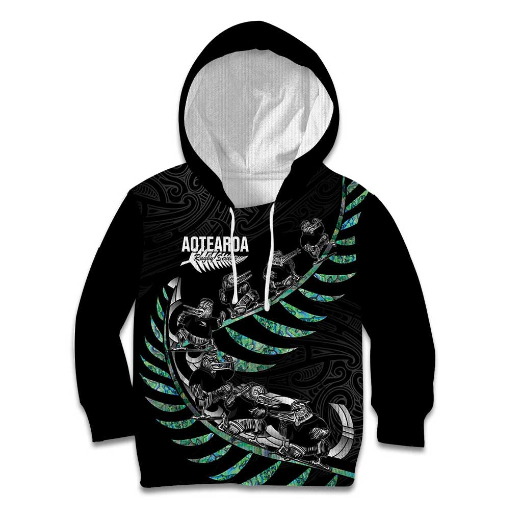 Custom New Zealand Silver Fern Rugby Kid Hoodie Aotearoa Kiwi Maori Pattern