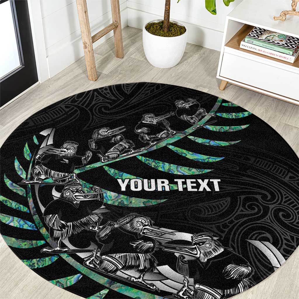 Custom New Zealand Silver Fern Rugby Round Carpet Aotearoa Kiwi Maori Pattern LT14