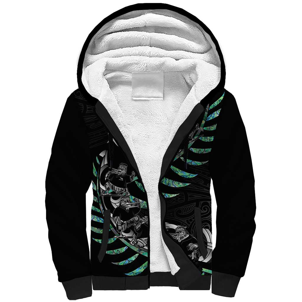 Custom New Zealand Silver Fern Rugby Sherpa Hoodie Aotearoa Kiwi Maori Pattern