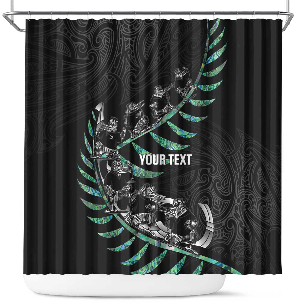 Custom New Zealand Silver Fern Rugby Shower Curtain Aotearoa Kiwi Maori Pattern LT14