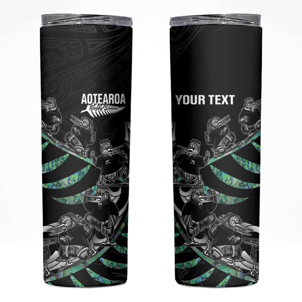 Custom New Zealand Silver Fern Rugby Skinny Tumbler Aotearoa Kiwi Maori Pattern