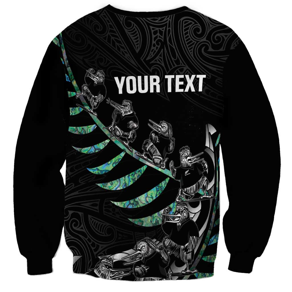 Custom New Zealand Silver Fern Rugby Sweatshirt Aotearoa Kiwi Maori Pattern