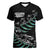 Custom New Zealand Silver Fern Rugby Women V-Neck T-Shirt Aotearoa Kiwi Maori Pattern