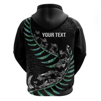 Custom New Zealand Silver Fern Rugby Zip Hoodie Aotearoa Kiwi Maori Pattern