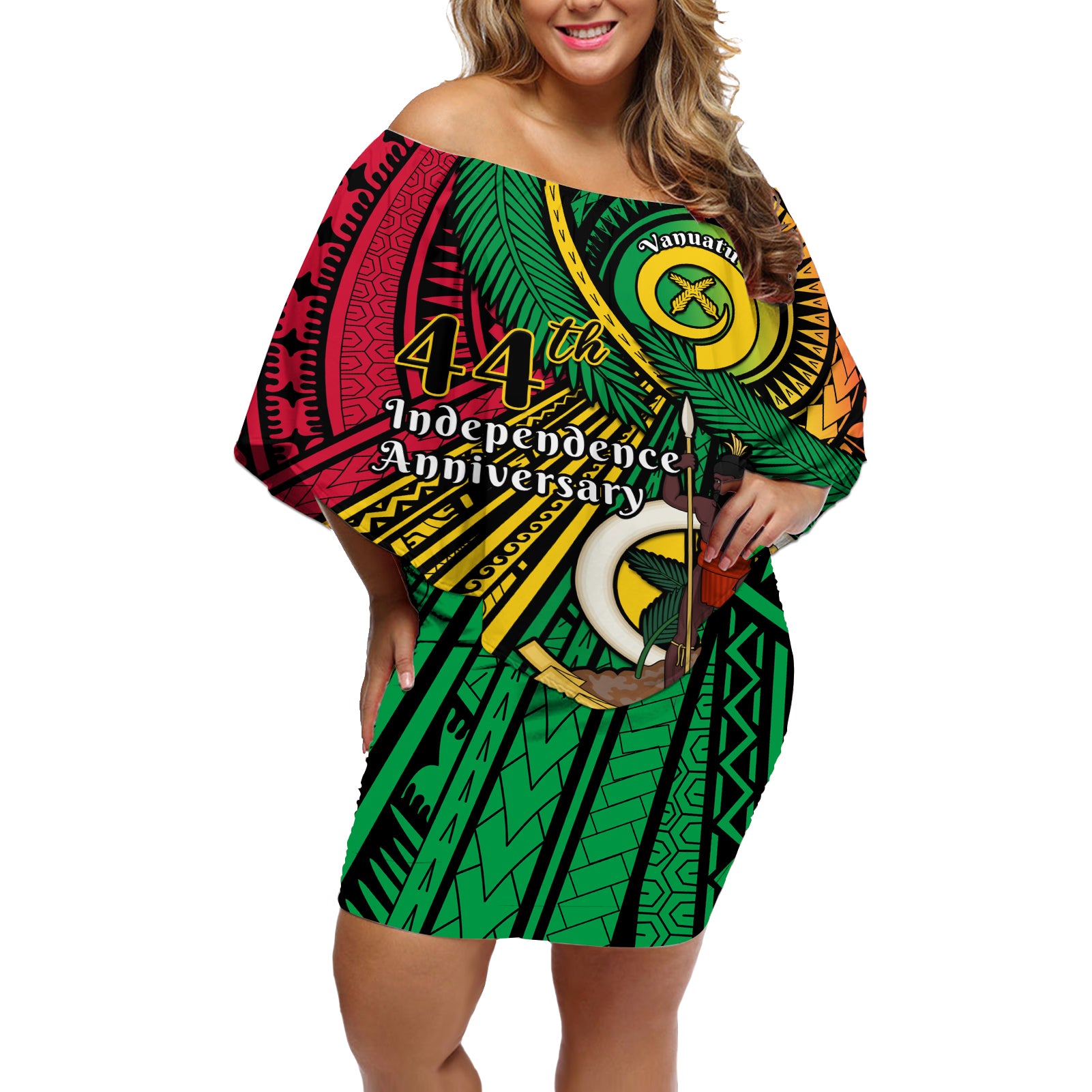 Halo Vanuatu Off Shoulder Short Dress Happy 44th Independence Anniversary