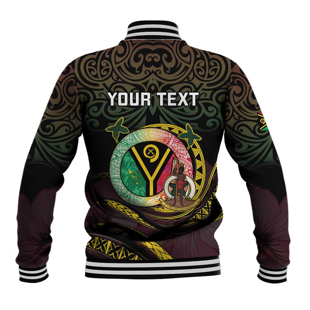 Personalised Vanuatu Baseball Jacket Yumi 45th Hapi Independens Dei - Black Version LT14 - Polynesian Pride