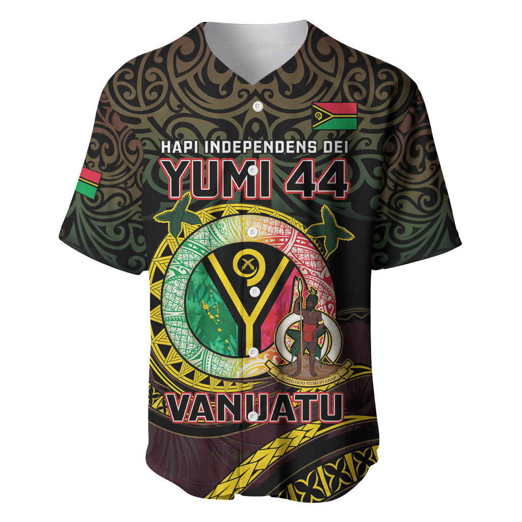 Personalised Vanuatu Baseball Jersey Yumi 44 Hapi Independens Dei - Black Version