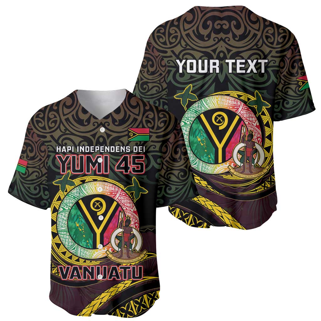 Personalised Vanuatu Baseball Jersey Yumi 45th Hapi Independens Dei - Black Version LT14