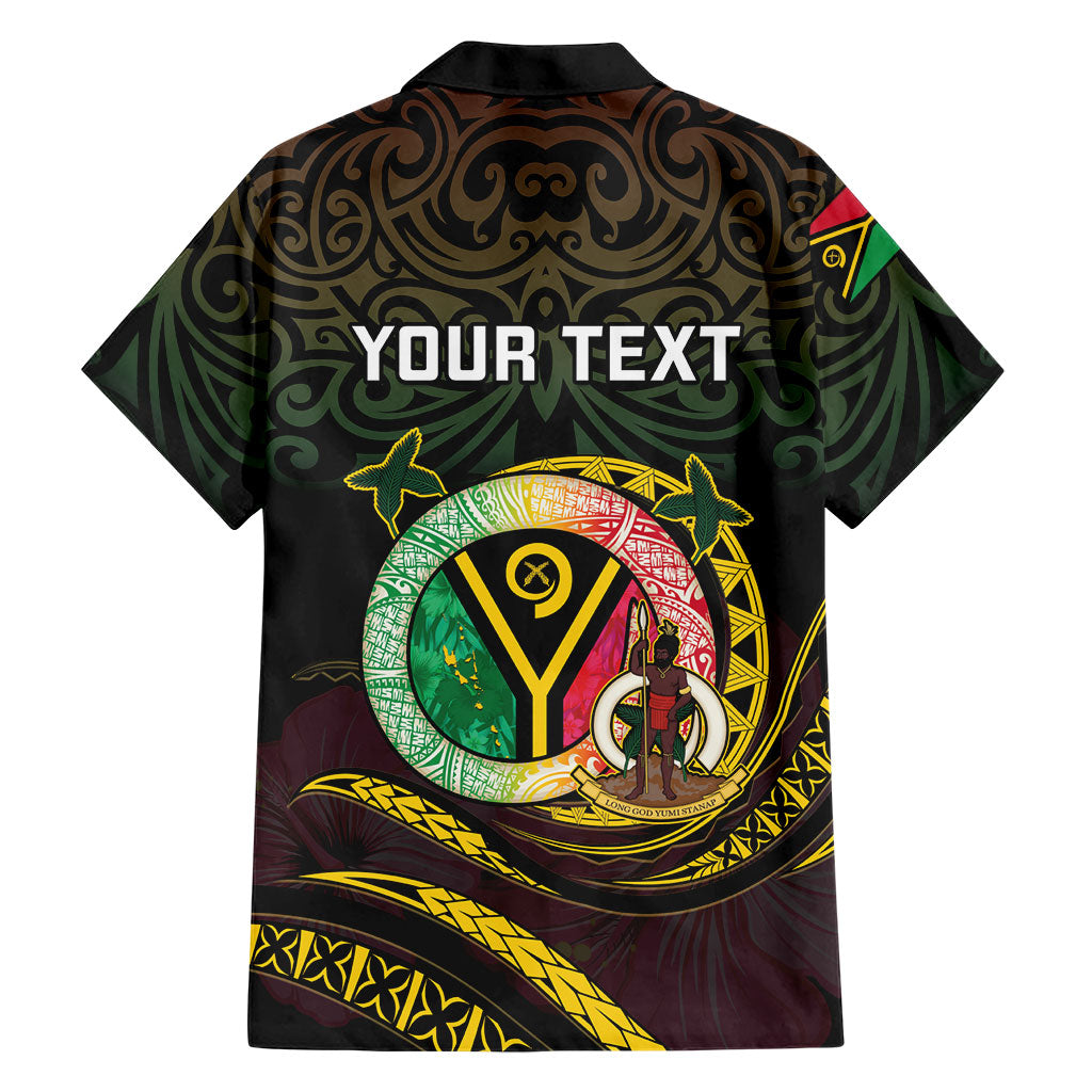 Personalised Vanuatu Family Matching Off The Shoulder Long Sleeve Dress and Hawaiian Shirt Yumi 46th Hapi Independens Dei - Black Version LT14 - Polynesian Pride