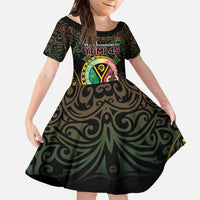 Personalised Vanuatu Family Matching Off Shoulder Maxi Dress and Hawaiian Shirt Yumi 45th Hapi Independens Dei - Black Version LT14 Daughter's Dress Black - Polynesian Pride