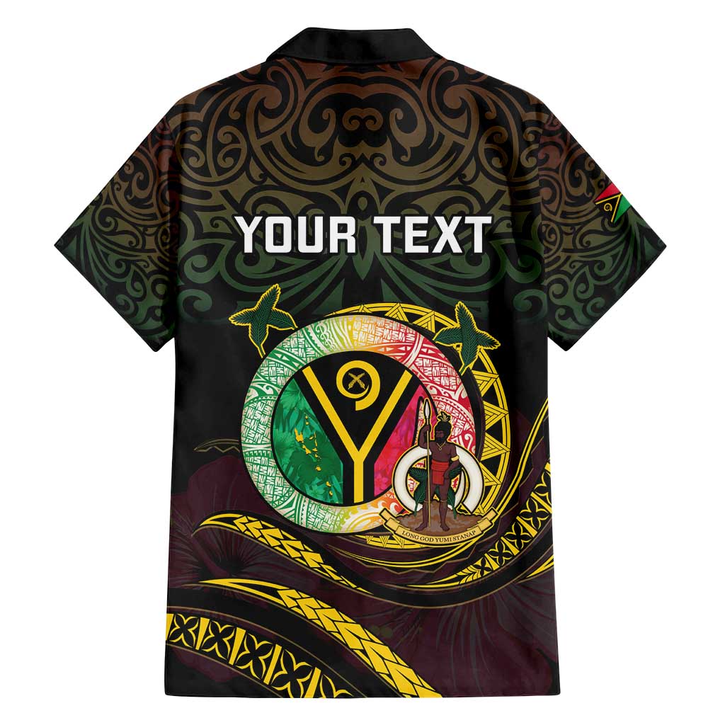 Personalised Vanuatu Family Matching Puletasi and Hawaiian Shirt Yumi 45th Hapi Independens Dei - Black Version LT14 - Polynesian Pride