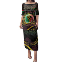 Personalised Vanuatu Family Matching Puletasi and Hawaiian Shirt Yumi 45th Hapi Independens Dei - Black Version LT14 Mom's Dress Black - Polynesian Pride