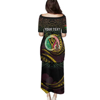 Personalised Vanuatu Family Matching Puletasi and Hawaiian Shirt Yumi 45th Hapi Independens Dei - Black Version LT14 - Polynesian Pride