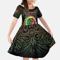 Personalised Vanuatu Family Matching Short Sleeve Bodycon Dress and Hawaiian Shirt Yumi 46th Hapi Independens Dei - Black Version LT14 Daughter's Dress Black - Polynesian Pride