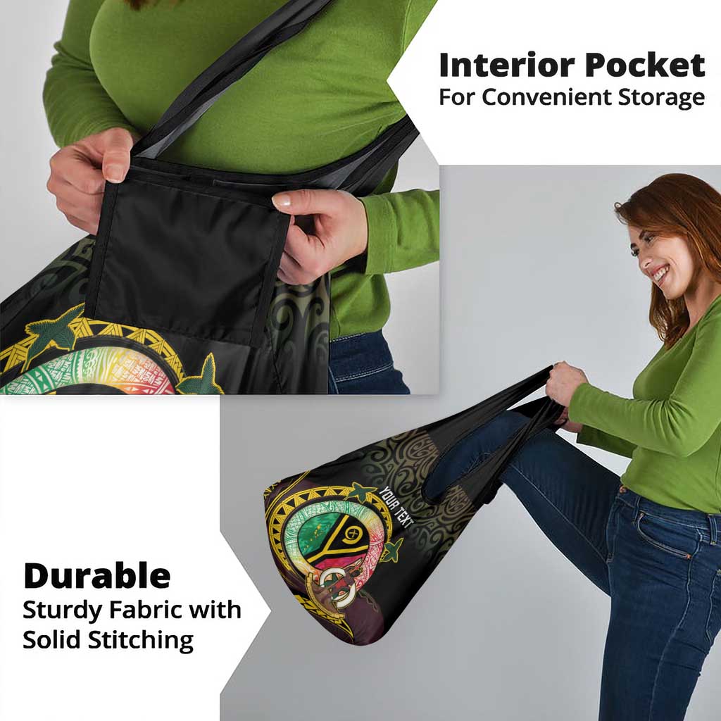 Personalised Vanuatu Grocery Bag Yumi 45th Hapi Independens Dei - Black Version LT14