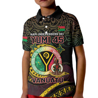 Personalised Vanuatu Kid Polo Shirt Yumi 45th Hapi Independens Dei - Black Version LT14