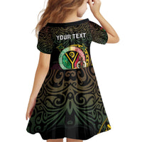 Personalised Vanuatu Kid Short Sleeve Dress Yumi 45th Hapi Independens Dei - Black Version LT14