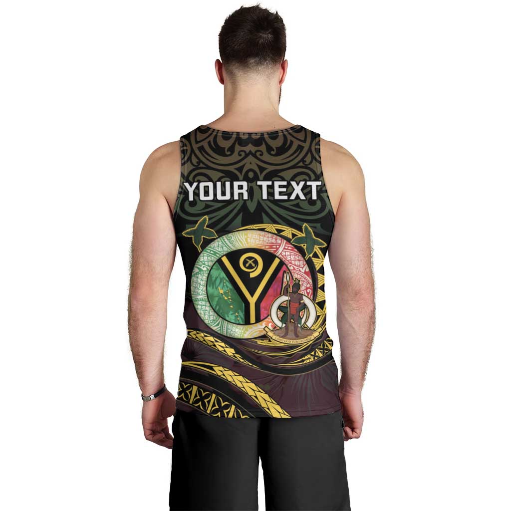 Personalised Vanuatu Men Tank Top Yumi 45th Hapi Independens Dei - Black Version LT14 - Polynesian Pride