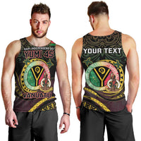 Personalised Vanuatu Men Tank Top Yumi 45th Hapi Independens Dei - Black Version LT14 - Polynesian Pride