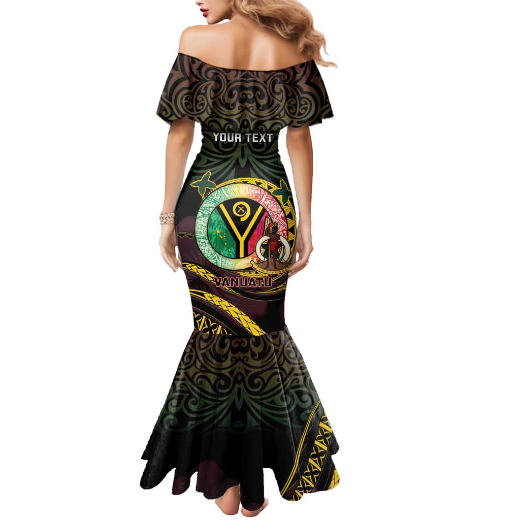 Personalised Vanuatu Mermaid Dress Yumi 45th Hapi Independens Dei - Black Version LT14