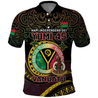 Personalised Vanuatu Polo Shirt Yumi 45th Hapi Independens Dei - Black Version LT14