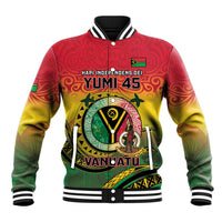 Personalised Vanuatu Baseball Jacket Yumi 45th Hapi Independens Dei - Reggae Version LT14 Unisex Reggae - Polynesian Pride