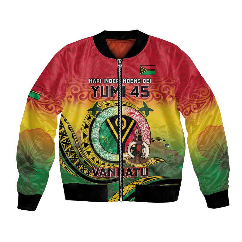 Personalised Vanuatu Bomber Jacket Yumi 45th Hapi Independens Dei - Reggae Version LT14 Unisex Reggae - Polynesian Pride