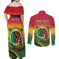 Personalised Vanuatu Couples Matching Off Shoulder Maxi Dress and Long Sleeve Button Shirt Yumi 45th Hapi Independens Dei - Reggae Version LT14 - Polynesian Pride