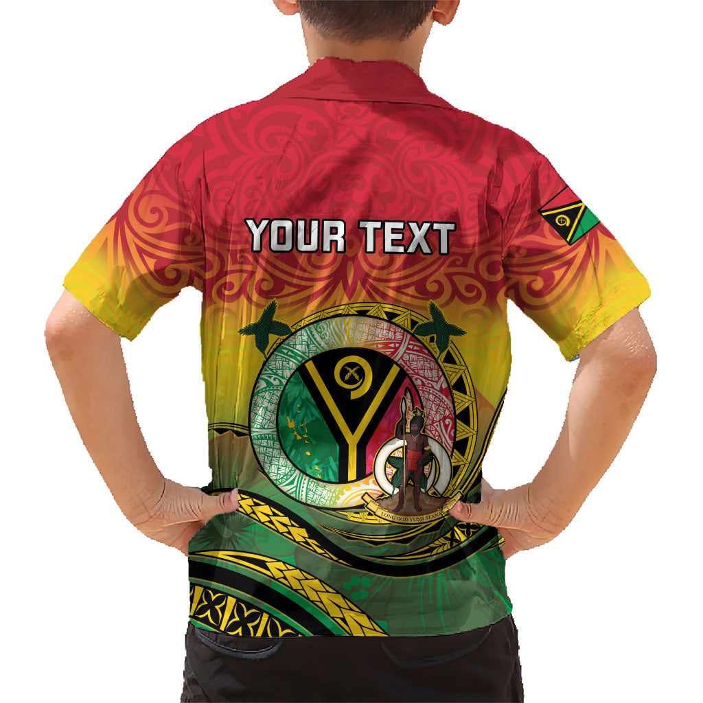 Personalised Vanuatu Family Matching Long Sleeve Bodycon Dress and Hawaiian Shirt Yumi 46th Hapi Independens Dei - Reggae Version LT14 - Polynesian Pride