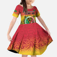 Personalised Vanuatu Family Matching Long Sleeve Bodycon Dress and Hawaiian Shirt Yumi 46th Hapi Independens Dei - Reggae Version LT14 Daughter's Dress Reggae - Polynesian Pride
