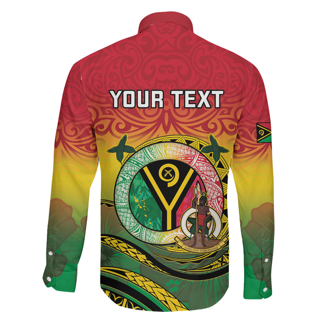 Personalised Vanuatu Family Matching Long Sleeve Bodycon Dress and Hawaiian Shirt Yumi 46th Hapi Independens Dei - Reggae Version LT14 - Polynesian Pride