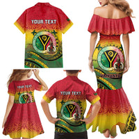 Personalised Vanuatu Family Matching Mermaid Dress and Hawaiian Shirt Yumi 45th Hapi Independens Dei - Reggae Version LT14 - Polynesian Pride