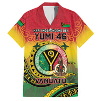 Personalised Vanuatu Family Matching Off The Shoulder Long Sleeve Dress and Hawaiian Shirt Yumi 46th Hapi Independens Dei - Reggae Version LT14 Dad's Shirt - Short Sleeve Reggae - Polynesian Pride