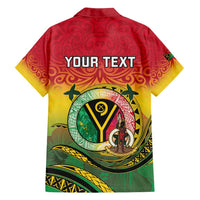 Personalised Vanuatu Family Matching Off Shoulder Short Dress and Hawaiian Shirt Yumi 45th Hapi Independens Dei - Reggae Version LT14 - Polynesian Pride