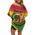 Personalised Vanuatu Family Matching Off Shoulder Short Dress and Hawaiian Shirt Yumi 44 Hapi Independens Dei - Reggae Version