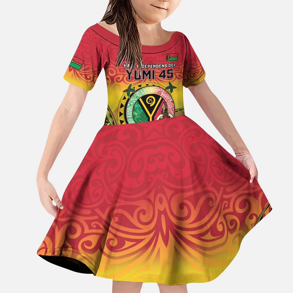 Personalised Vanuatu Family Matching Puletasi and Hawaiian Shirt Yumi 45th Hapi Independens Dei - Reggae Version LT14 Daughter's Dress Reggae - Polynesian Pride