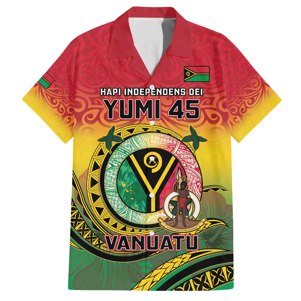 Personalised Vanuatu Family Matching Puletasi and Hawaiian Shirt Yumi 45th Hapi Independens Dei - Reggae Version LT14 Dad's Shirt - Short Sleeve Reggae - Polynesian Pride
