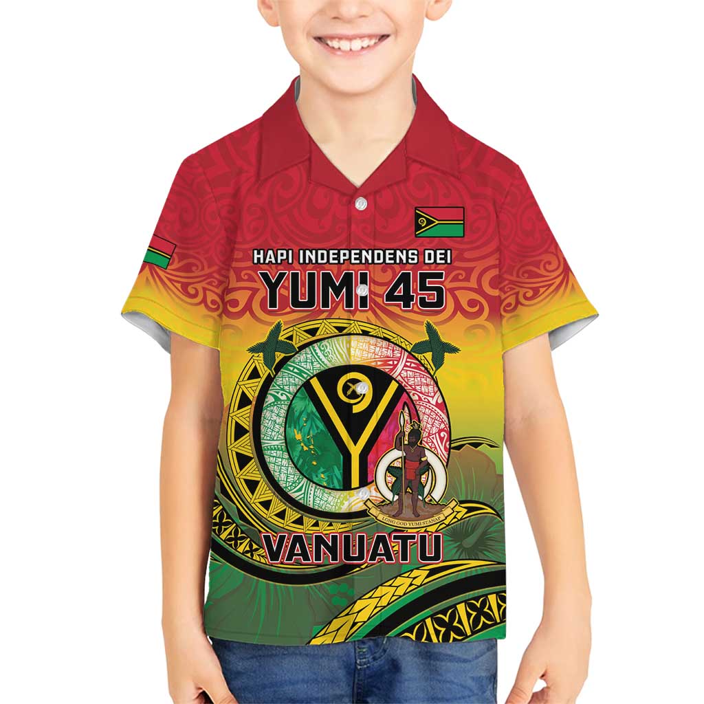 Personalised Vanuatu Family Matching Puletasi and Hawaiian Shirt Yumi 45th Hapi Independens Dei - Reggae Version LT14 Son's Shirt Reggae - Polynesian Pride