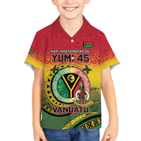 Personalised Vanuatu Family Matching Summer Maxi Dress and Hawaiian Shirt Yumi 45th Hapi Independens Dei - Reggae Version LT14 Son's Shirt Reggae - Polynesian Pride
