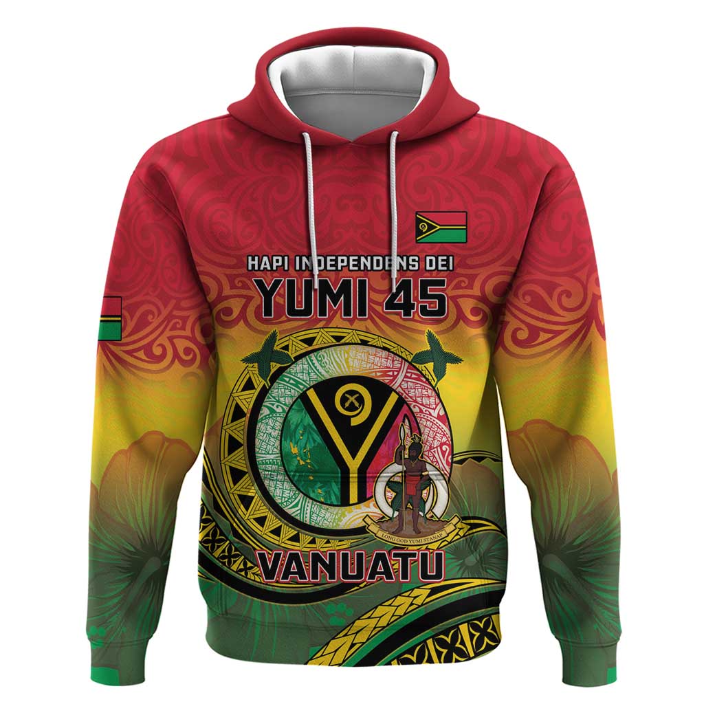 Personalised Vanuatu Hoodie Yumi 45th Hapi Independens Dei - Reggae Version LT14