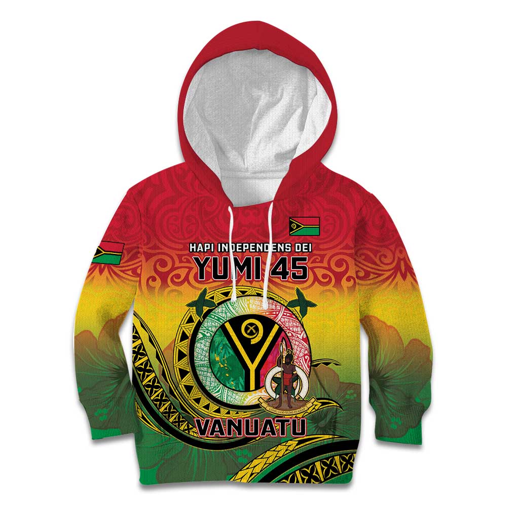 Personalised Vanuatu Kid Hoodie Yumi 45th Hapi Independens Dei - Reggae Version LT14