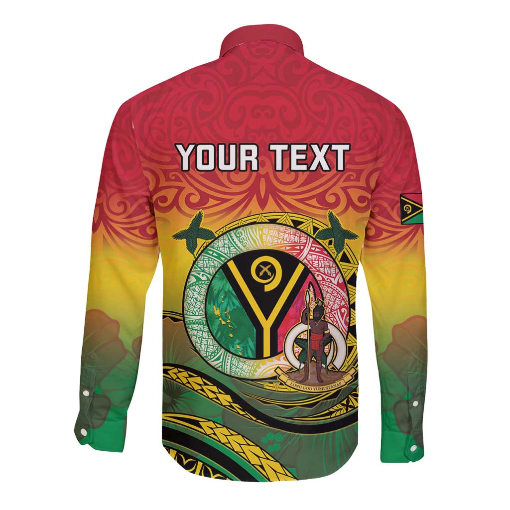Personalised Vanuatu Long Sleeve Button Shirt Yumi 45th Hapi Independens Dei - Reggae Version LT14