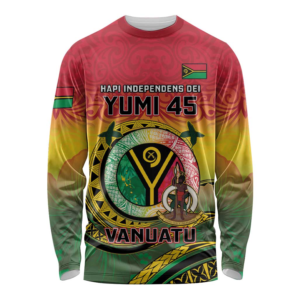Personalised Vanuatu Long Sleeve Shirt Yumi 45th Hapi Independens Dei - Reggae Version LT14 Unisex Reggae - Polynesian Pride