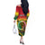 Personalised Vanuatu Off The Shoulder Long Sleeve Dress Yumi 44 Hapi Independens Dei - Reggae Version