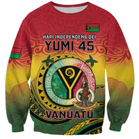 Personalised Vanuatu Sweatshirt Yumi 45th Hapi Independens Dei - Reggae Version LT14 Unisex Reggae - Polynesian Pride