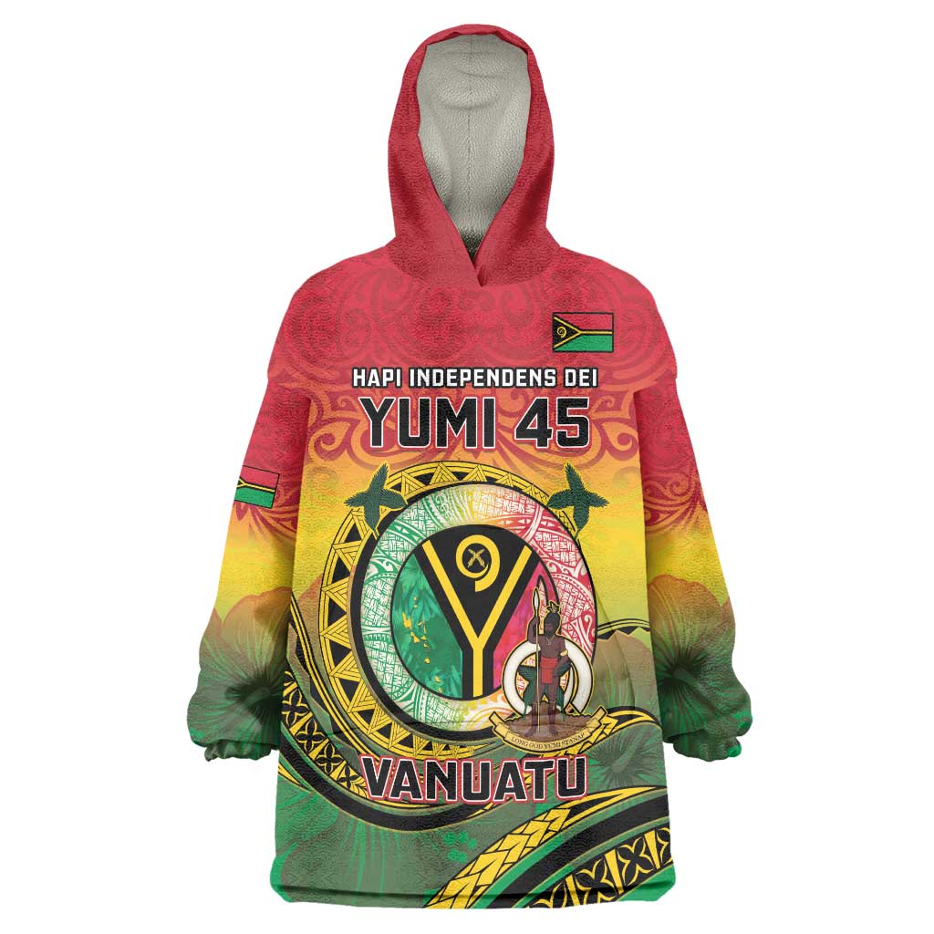 Personalised Vanuatu Wearable Blanket Hoodie Yumi 45th Hapi Independens Dei - Reggae Version LT14 One Size Reggae - Polynesian Pride