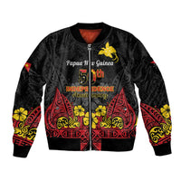 Papua New Guinea Independence Day Bomber Jacket PNG Bird of Paradise 50th Anniversary LT14 Unisex Black - Polynesian Pride
